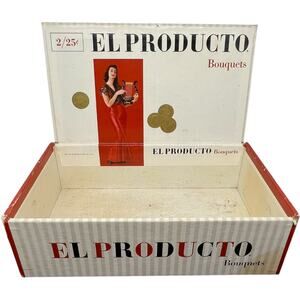 Vintage El Producto Bouquets Cigar Box 1950s Pinup Graphics Empty